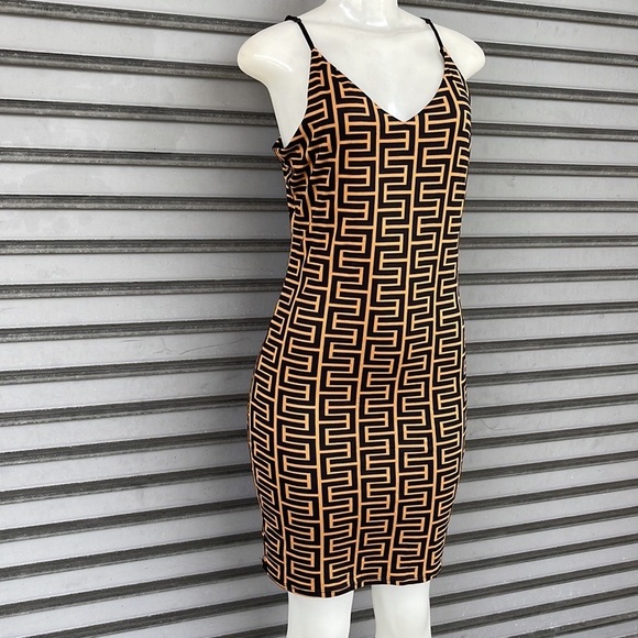 Velvet Torch Spaghetti Strap MiniBrown/Combo Sexy Dress Size M - Picture 7 of 11